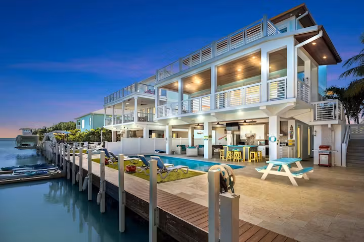 Marathon Keys Estate Private 50-ft Dock, Heated Pool & Triple-Story Modern Luxury